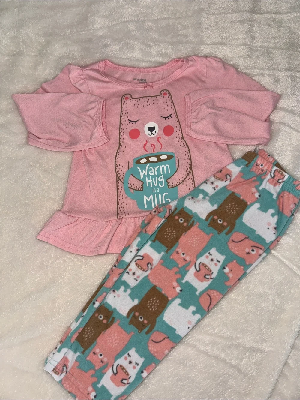 Toddler Pink 'Warm Hug in a Mug' Two-Piece Pajama Set